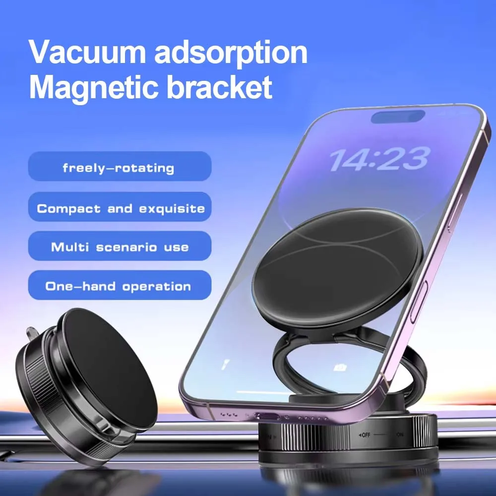Magnetic phone holder rotating folding, vacuum suction cup support car selfie, live streaming, office desktop, wall