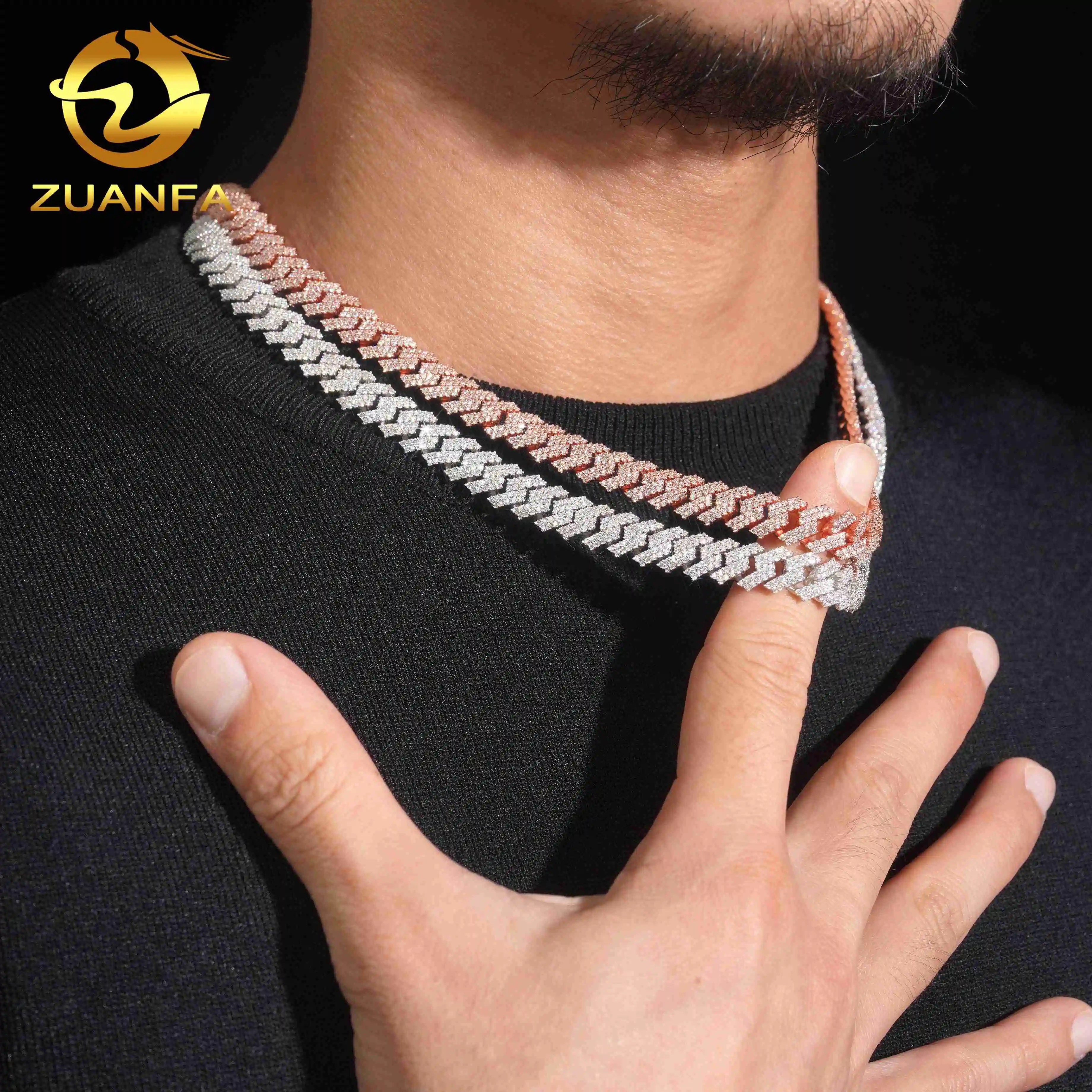 Promotion Price Pass Tester VVS Moissanite 925Silver Gold Plated 10mm Necklace Chain Hip Hop Iced Out Cuban Link Bracelet，