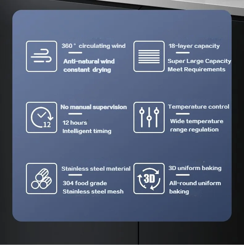 أفضل آلة تجفيف الفواكه والخضروات الذكية الرخيصة، مجفف طعام منزلي تجاري عالي الجودة مكون من 18 طبقة