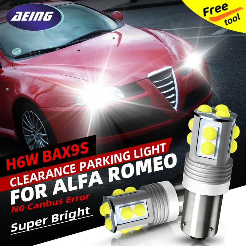 2pcs H6W LED Clearance Side Marker Parking Lights Bulbs BAX9S 64132 38161 Canbus Error Free For Alfa Romeo 147 156 166 GT