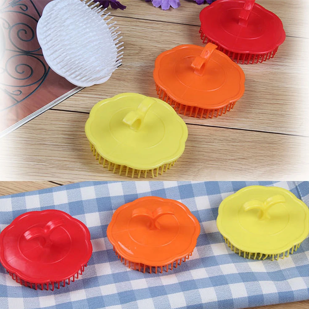 

5pcs Hair Shampoo Brush Round Scalp Cleaning Tool Deep Clean Hair Roots Durable Pp Tpr Portable Bath Massage Comb Hairdressing