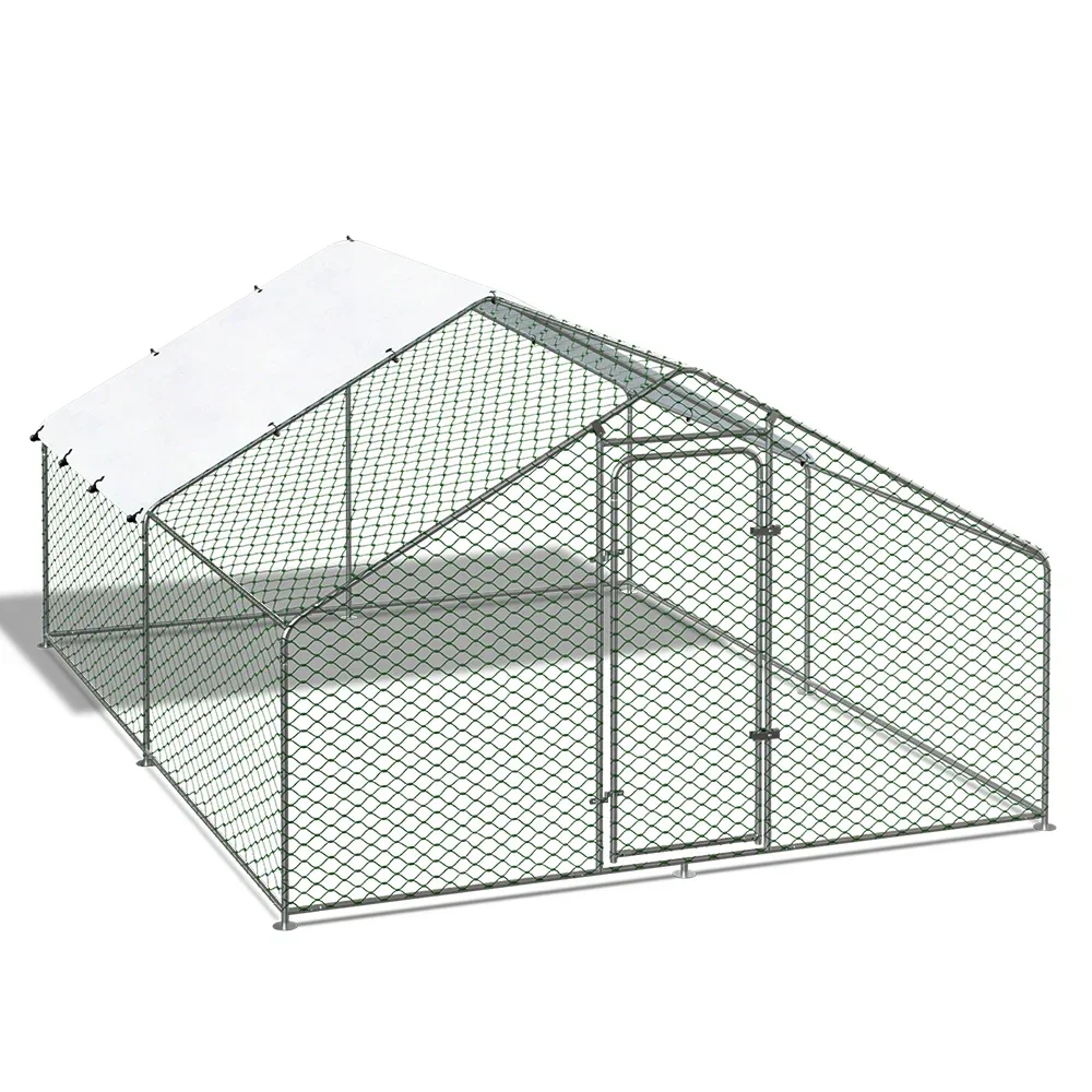Chicken Coop with Roof Cover Heavy Duty Animal Cages Rabbit Hutch Chicken Cage Galvanized Chicken Run Metal Print Small Animals