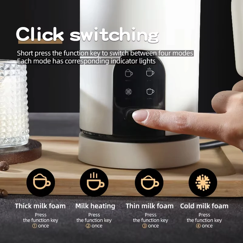 家庭用ミニ電動ミルクフォーマー - ホット＆コールドドリンク対応、コーヒーラテにも使える全自動コーヒーメーカー