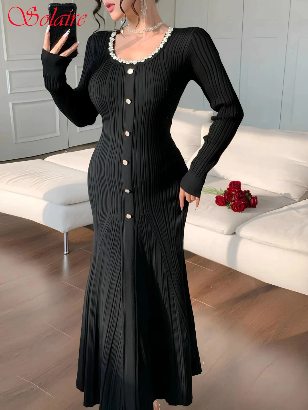 

Customized Mermaid Crew Neck Elegant Formal Evening Dress Fashion High Quality Bespoke Occasion Gowns Temperament Party Dress