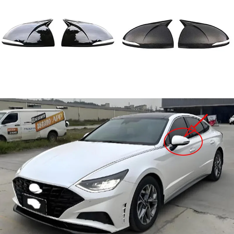 

For Hyundai Sonata Sonata 2020-2021 Car Rearview Side Mirror Cover Horn Wing Cap Exterior Door Rear View Case Trim Sticker