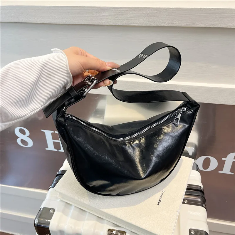 

Simple Women's Pu Leather Shoulder Bags Solid Color Portable Ladies Hobos Underarm Bag Lightweight Commuter Female Handbag Tote