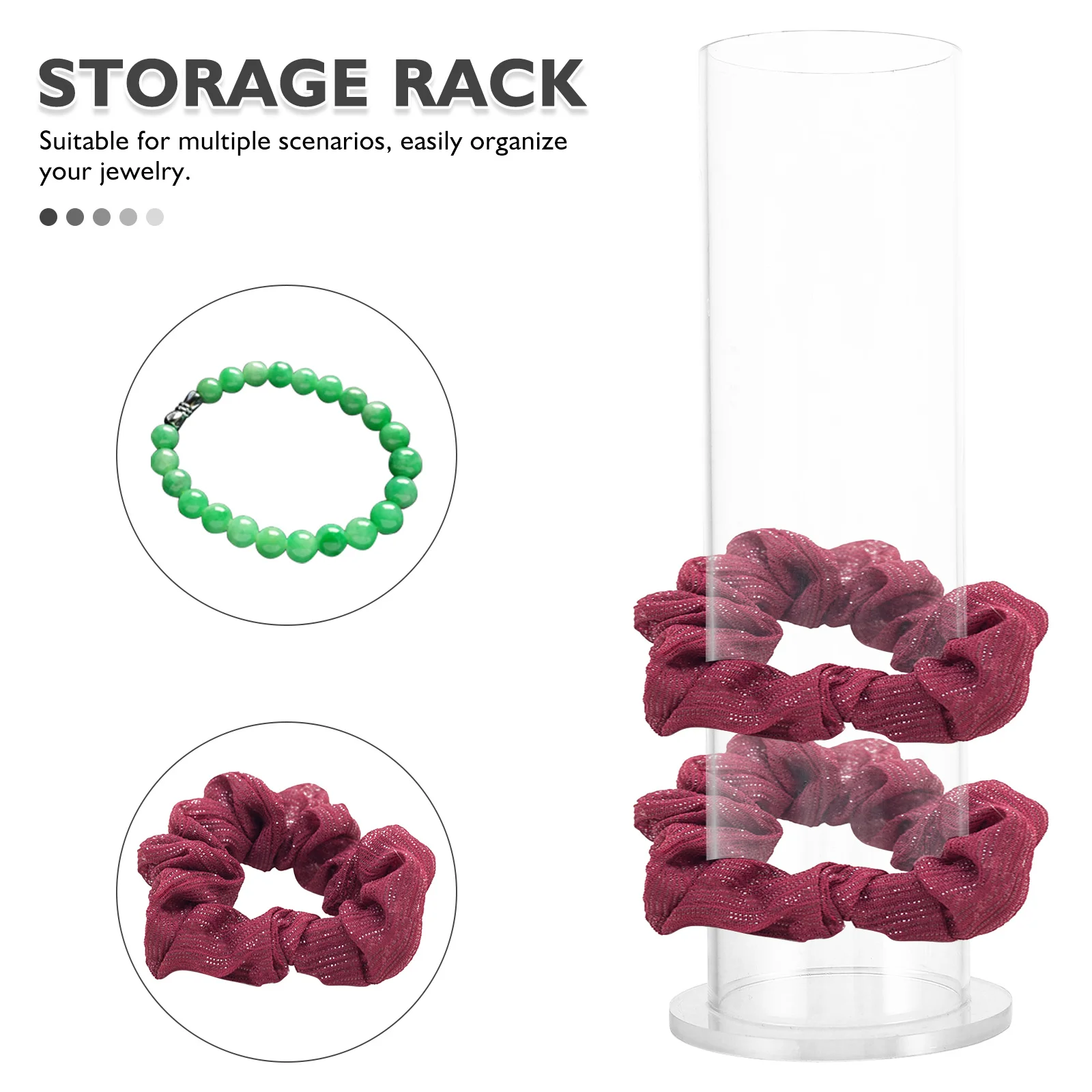 2Pcs Clear Acrylic Hair Ties Holder Scrunchies Organizer Hairband Display Stand Jewelry Storage Bathroom Girls Accessories