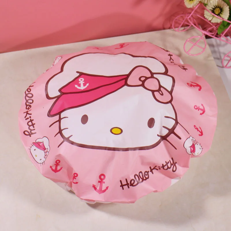 Hello Kitty shower cap, waterproof ladies’ bathroom accessory, hair protection cap, dust cap, kitchen grease-proof cap view 5