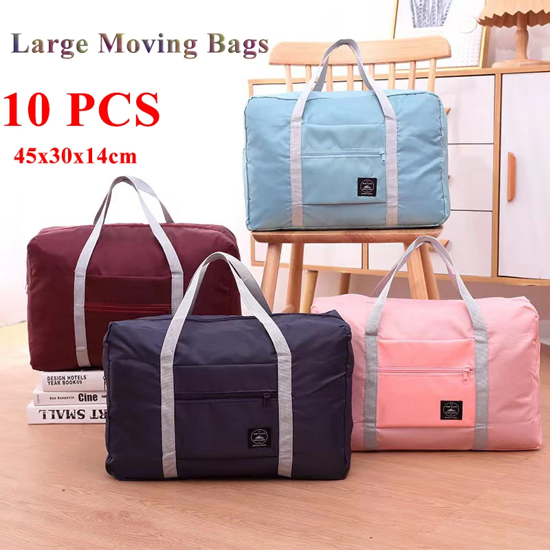 10 Pack Large Moving Bags 45x30x14cm with Zipper & Carrying Sturdy Handles Heavy-Duty Storage Tote Moving Boxes for Space Saving