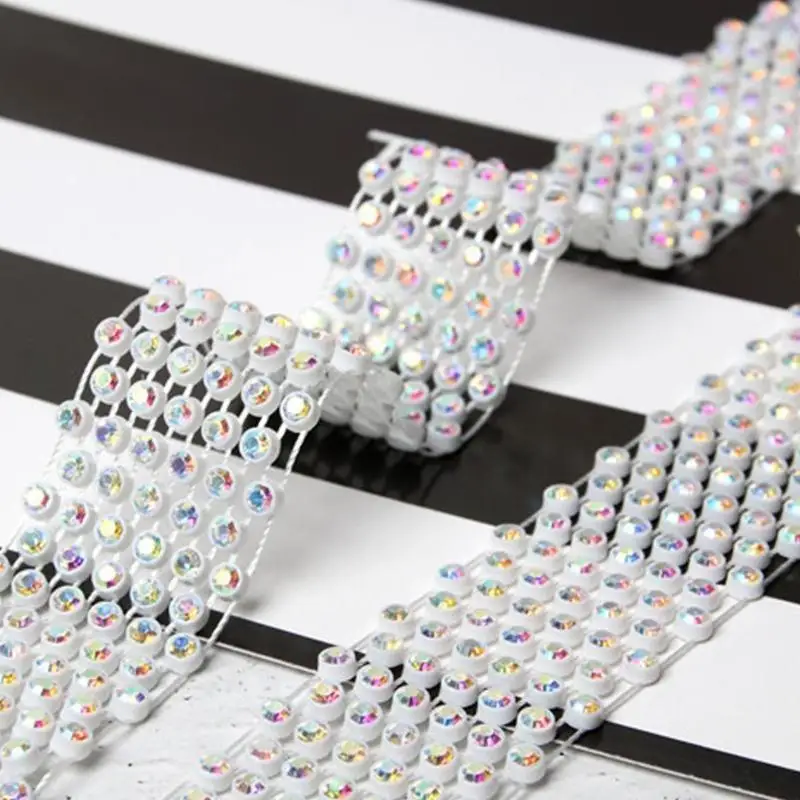 39BD Women Fashionable Elegant Rhinestones Necktie Jewelry Crystal Long Necklace Scarf Shirt Collar Neckerchief for Party