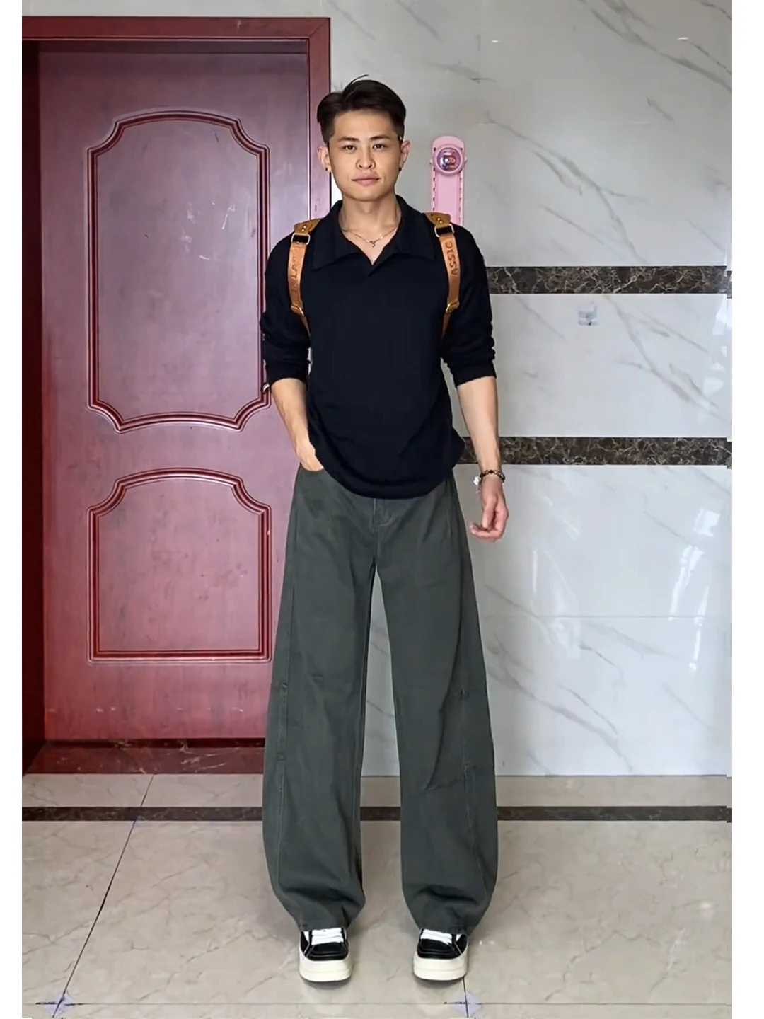 

Мужские рабочие брюки цвета хаки с широкими штанинами из хлопкового канваса, повседневные, в стиле High Street, для работы и отдыха