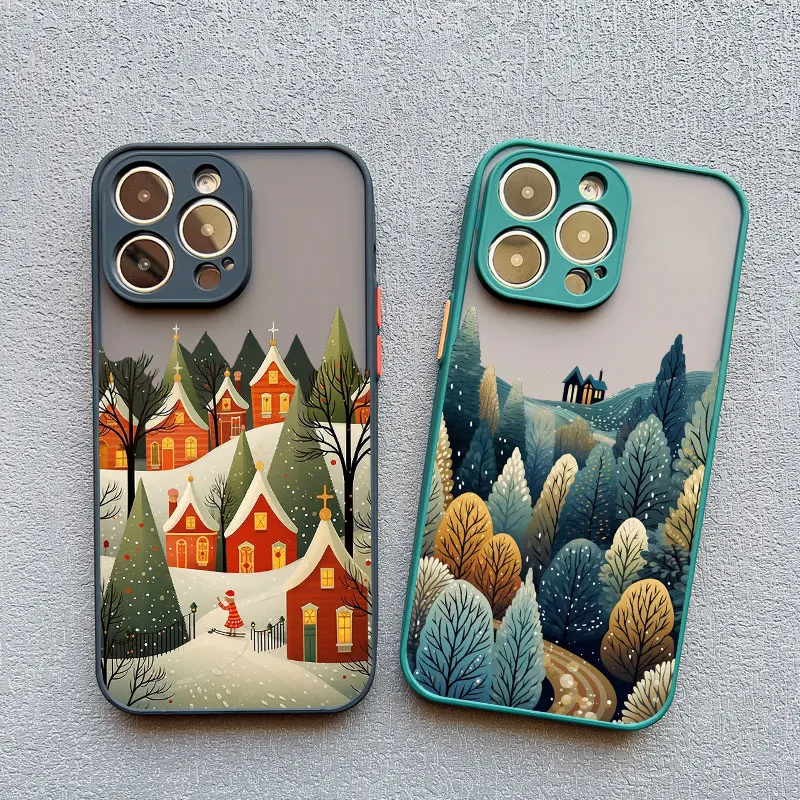 Night Snow Mountain Forest Scenery Phone Case For iPhone 15 14 Pro Max Plus 16 13 12 Mini 11 Pro Max XR XS X 7 8 SE2 Covers