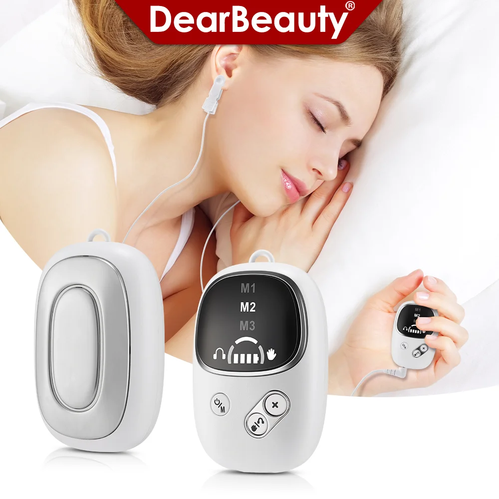 

Handheld CES Sleep Aid Device Palm Pulse Massager for Insomnia Stress Anxiety Ear Clip Microcurrent Pressure Relief Help Sleep