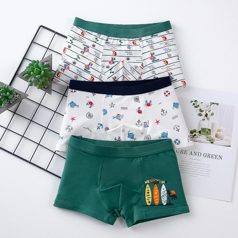 3Pcs/Lot 3-16 Years Boxers For Boys Panties Cartoon Children Underwear Cotton Students Underpants