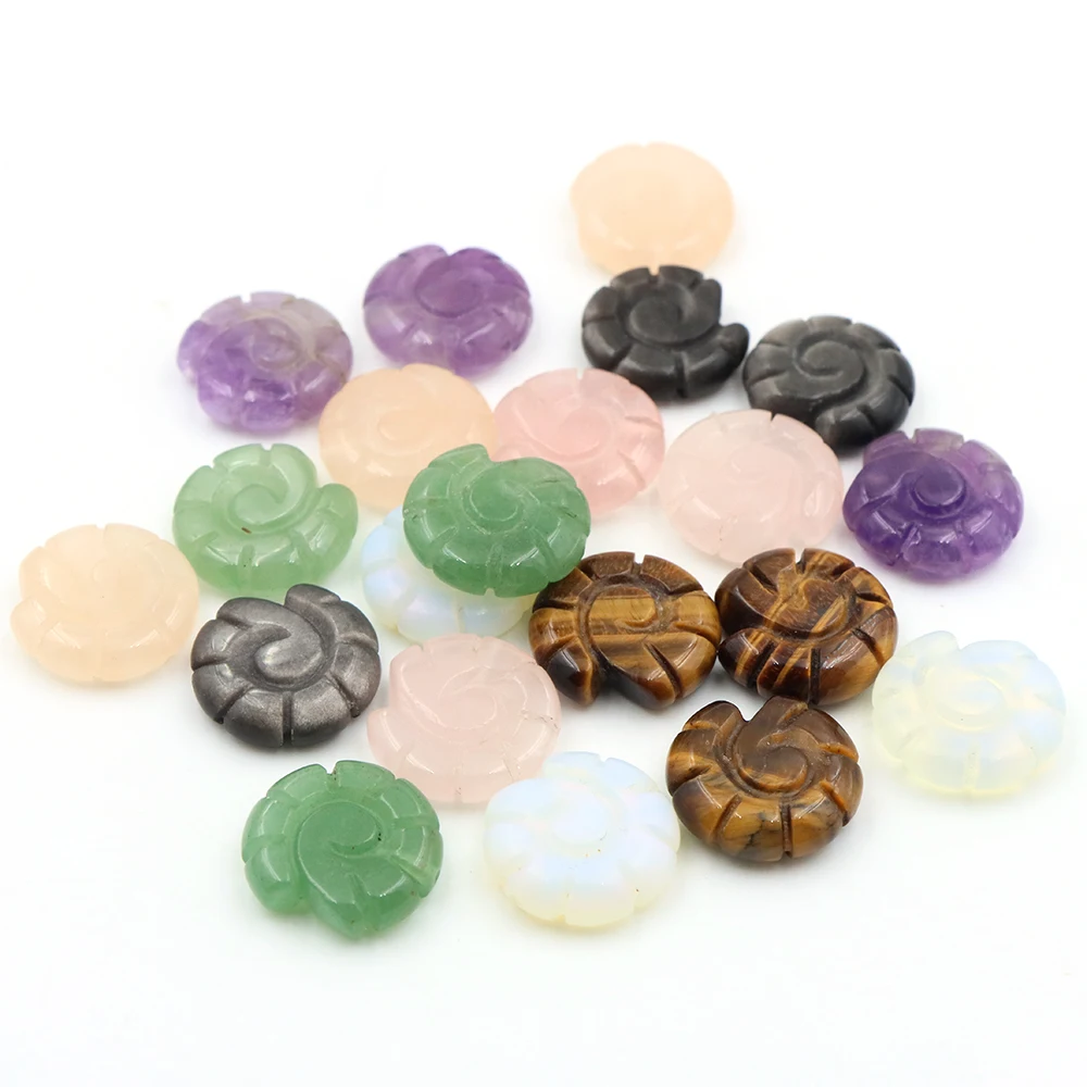20mm Natural Stone Spiral Shell Bead Drilled Crystal Conch Carved Charm For DIY Bracelet Necklace Handmade Jewelry Making Crafts