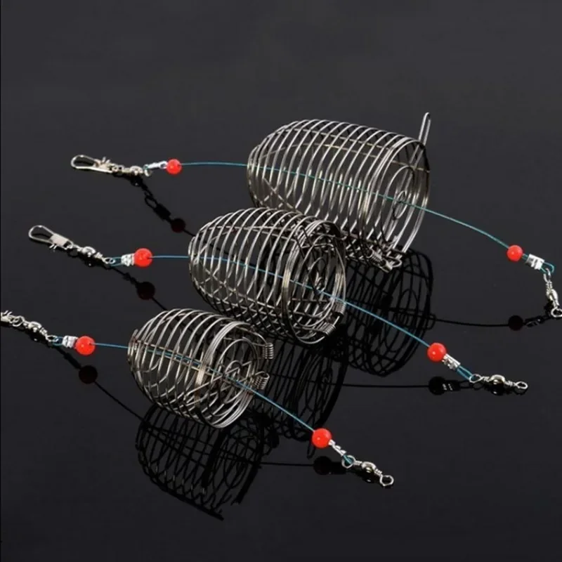 3 Size FishingFeeder Stainless Steel Bait Thrower Basket Feeder Holder Fishing Lure Cage Fishing Accessories Fishing Equipment