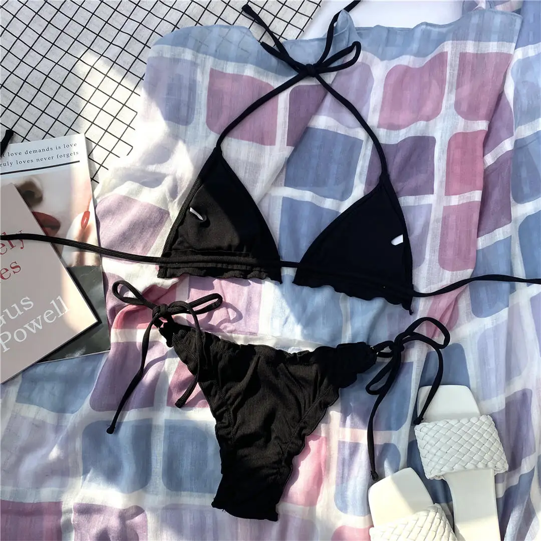 Rüschen-Bikini im brasilianischen Stil, zweiteiliger Badeanzug für Damen, Badebekleidung, Neckholder-Bikini, Badeanzug für Damen, V2817 – Detail 28