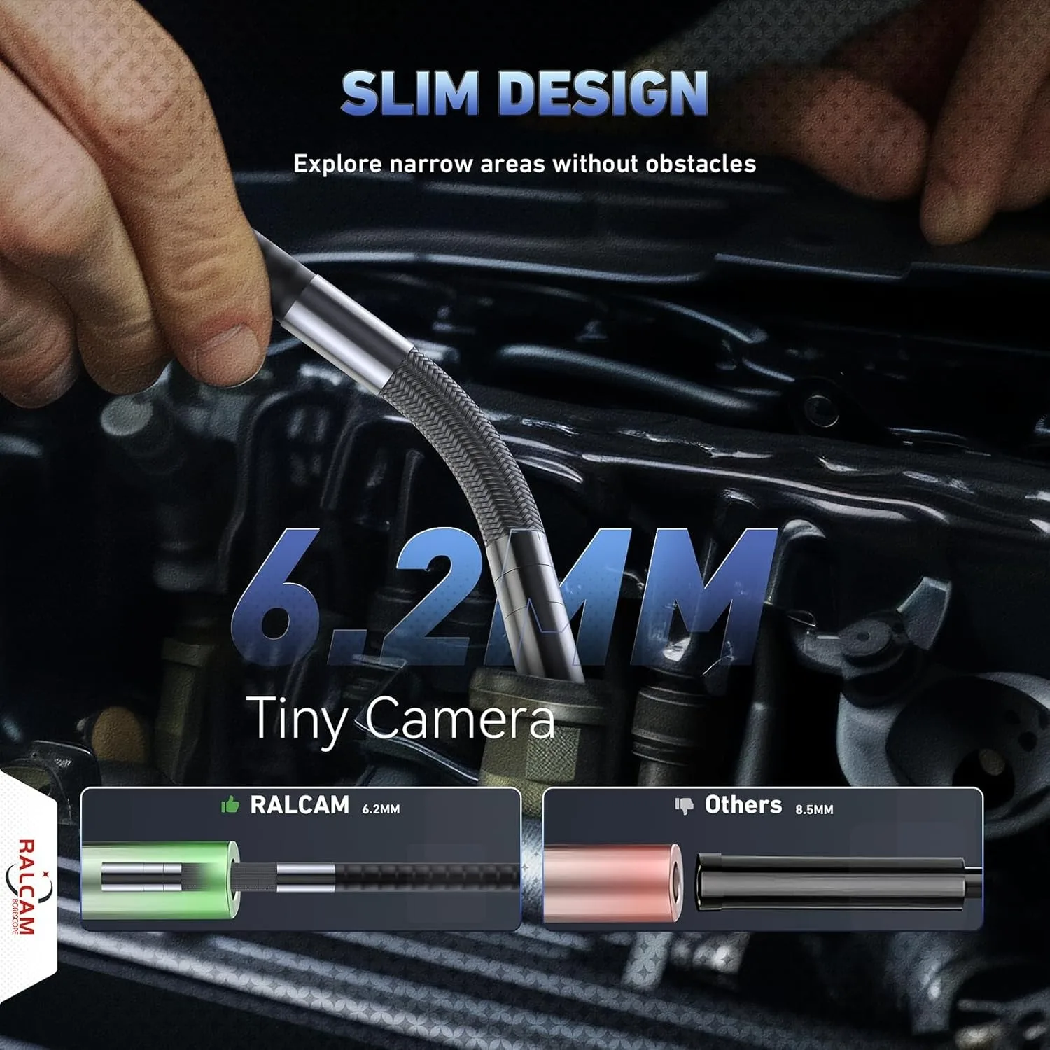 360 Degree Rotation Camera 4.3 Inch Endoscope 6.2mm 1080P Full HD Endoscope Camera for Industrial Inspection