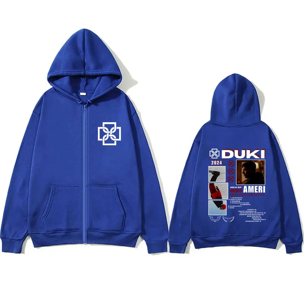 Rapper Duki Antes De Ameri Double Sided Print Zipper Hoodie Male Fashion Jacket Coat Men Women Hip Hop Oversized Zip Up Hoodies