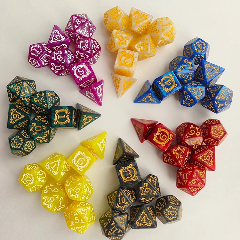 7 pçs/set dados poliédricos multi-lado conjunto de dados para jogos de tabuleiro conjunto de dados de alta qualidade acessórios de jogos de mesa de entretenimento