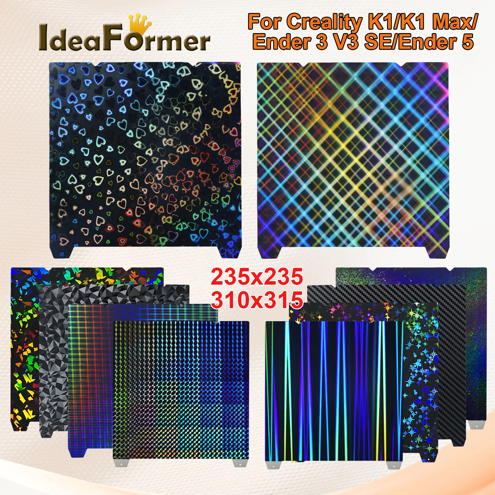 

Пластина для 3D-принтера Creality K1C/ K1/ K1 MAX 310x315 мм PEI 235x235 мм для Ender 3 V3 Se /Ender 3 S1 PRO/Ender-5 S1