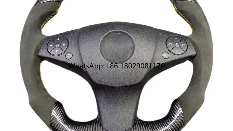 Custom Suede Car Steering Wheel Fit For Mercedes C63 C200 C260 W204  AMG Ano 2008 Carbon Fiber Steering Wheel