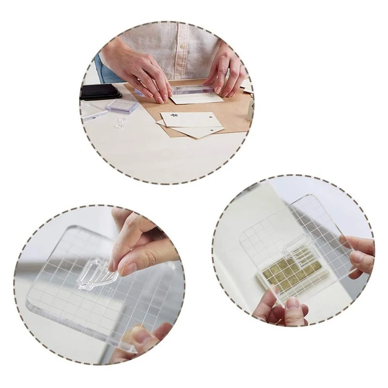6 Pieces Stamp Blocks Acrylic Clear Stamping Blocks Tools With Grid Lines For Scrapbooking Crafts Making