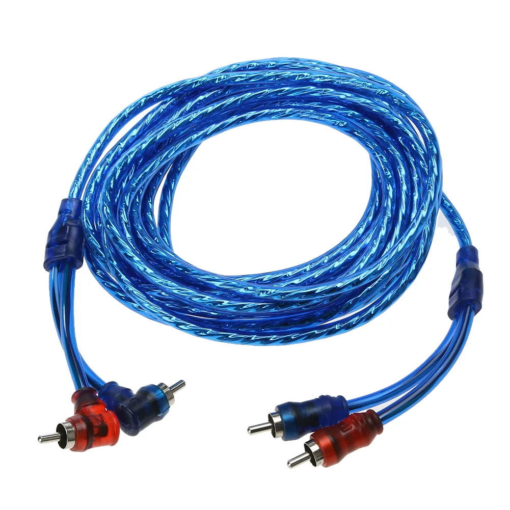 5m Car Modified RCA Audio Cable Pure Copper Car Audio Power Amplifier Cable Automotive Electronics Accessories