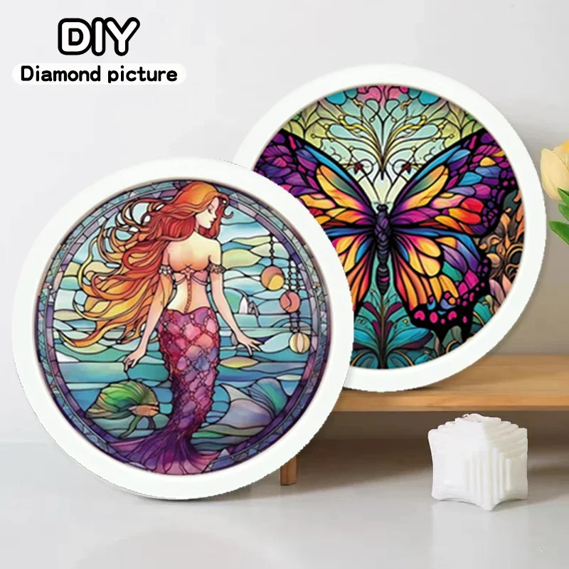 Diamond Drawing -5D DIY Handmade Diamond - Butterfly Mermaid - Acrylic Diamond Painting Decorated Picture Frame - Birthday Gift