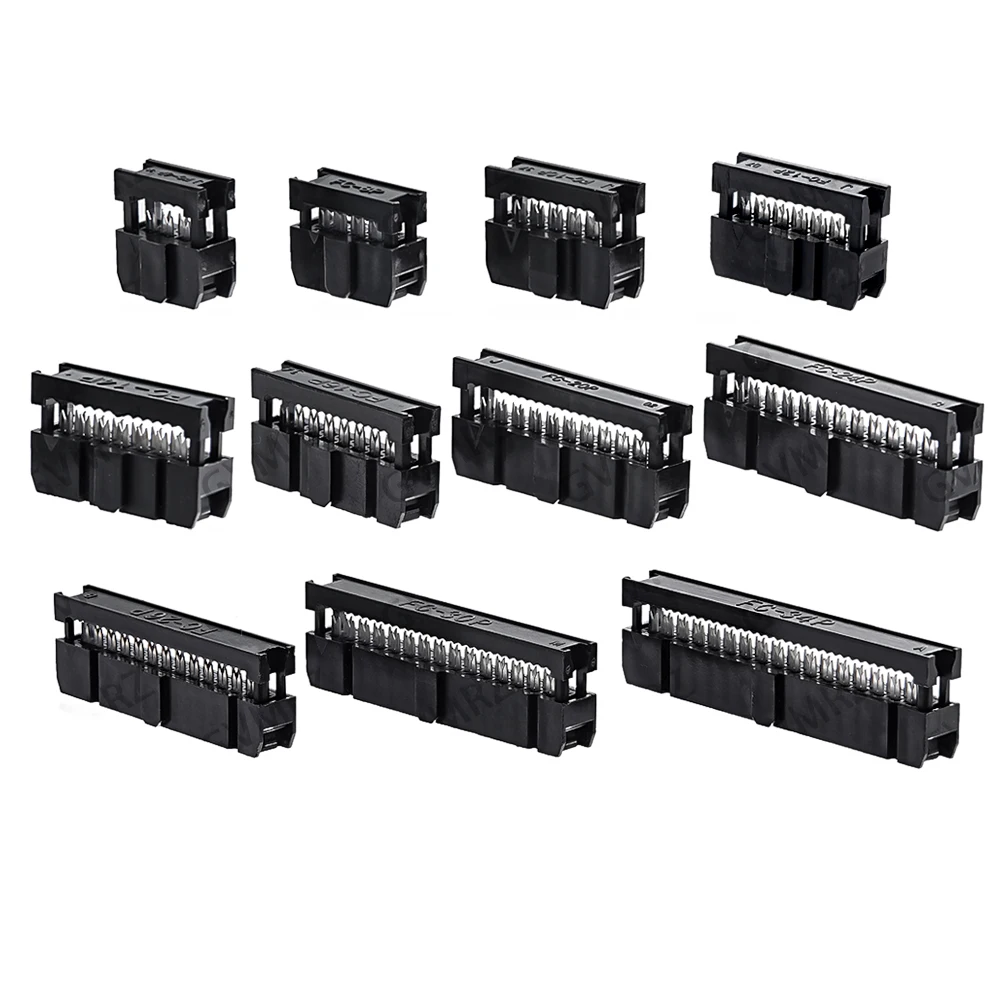 10PCS/LOT 10 12  2.54MM Pitch 6 Position Female IDC Socket IDC Connector Ribbon Cable  14 30 34 40 Pin 16 18 8 20 24 26