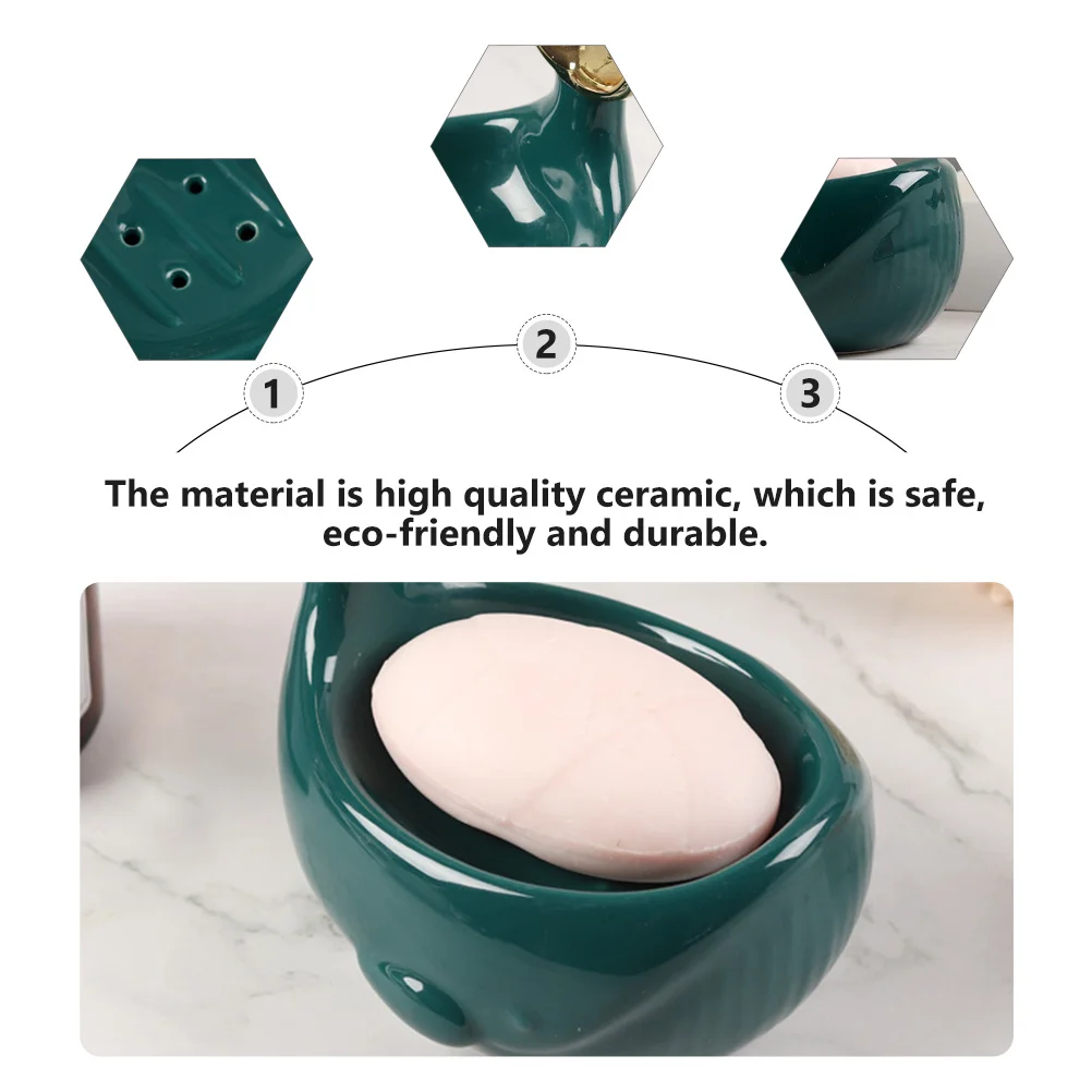 

Nordic Ceramic Soap Box Fishtail Hook Design Multipurpose Bathroom Tray Drainable Lightweight Ceramic Soap Box