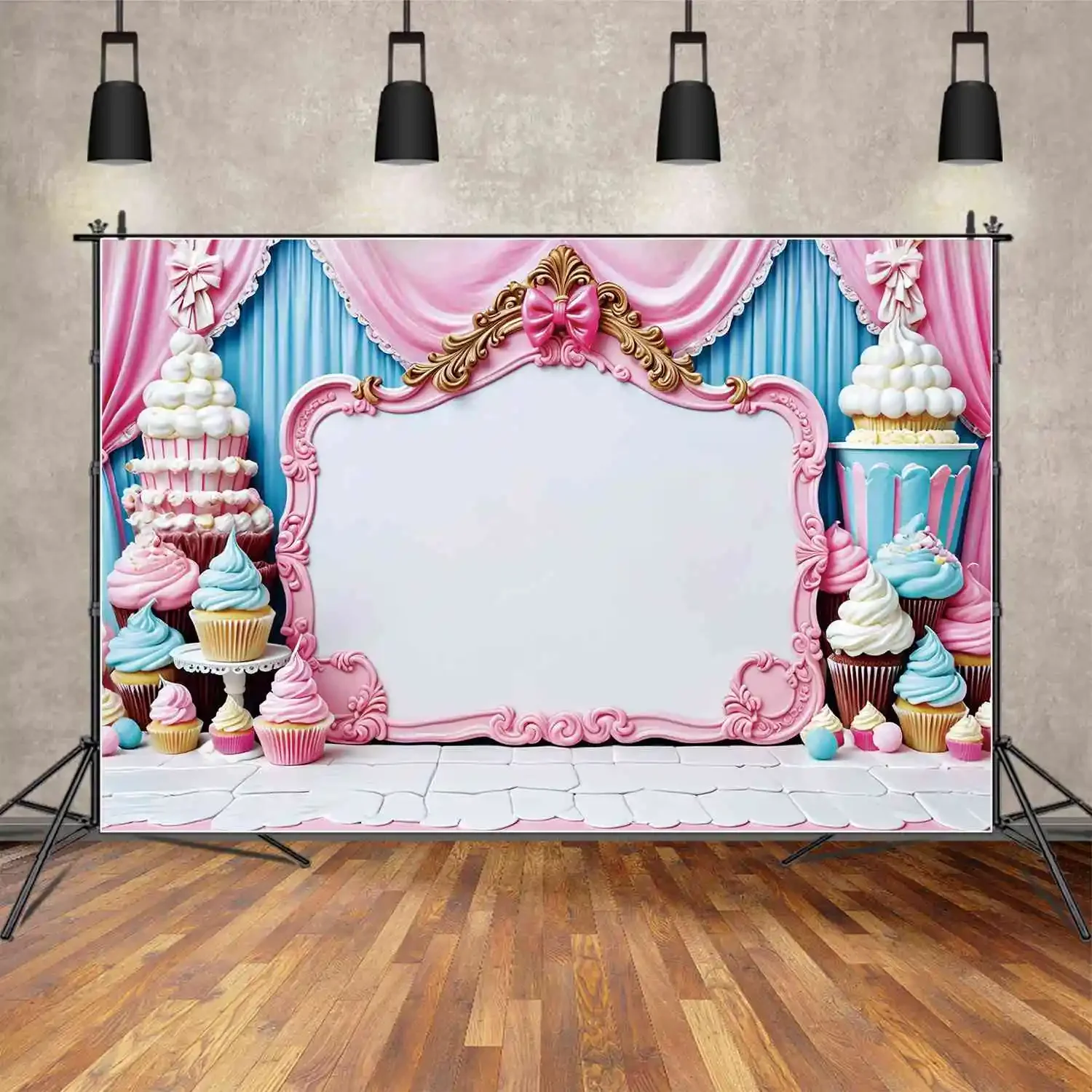 MOON.QG Backdrop Pink Sign Princess Castle Birthday Background Baby Shower Blank Board Curtain Candyland Photo Shooting Props