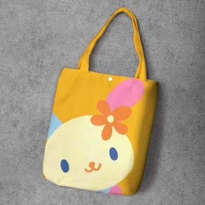 Cute Usahana Shoulder Bag Cartoon Anime Canvas Tote Bags for Women Kawaii Eco Reusable Shopping Bags Girls School Book Bag