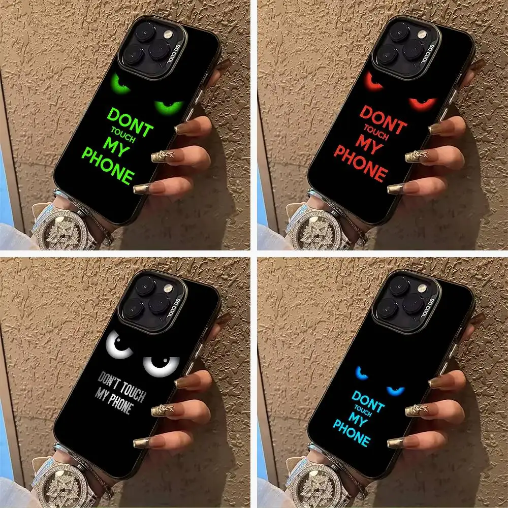 

E-Emojis Dont Touch M-My Phone Phone Case For iPhone 17,16,15,14,13,12,11 Plus Pro Max Colored Silver Phone Case