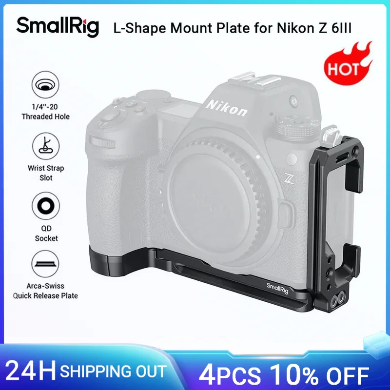 SmallRig Z 6III L-Shape Mount Plate for Nikon Z 6III, Arca-Swiss Quick Release Plate for DJI RS 3/RS 3 Pro/RS 4/RS 4 Pro Gimbals