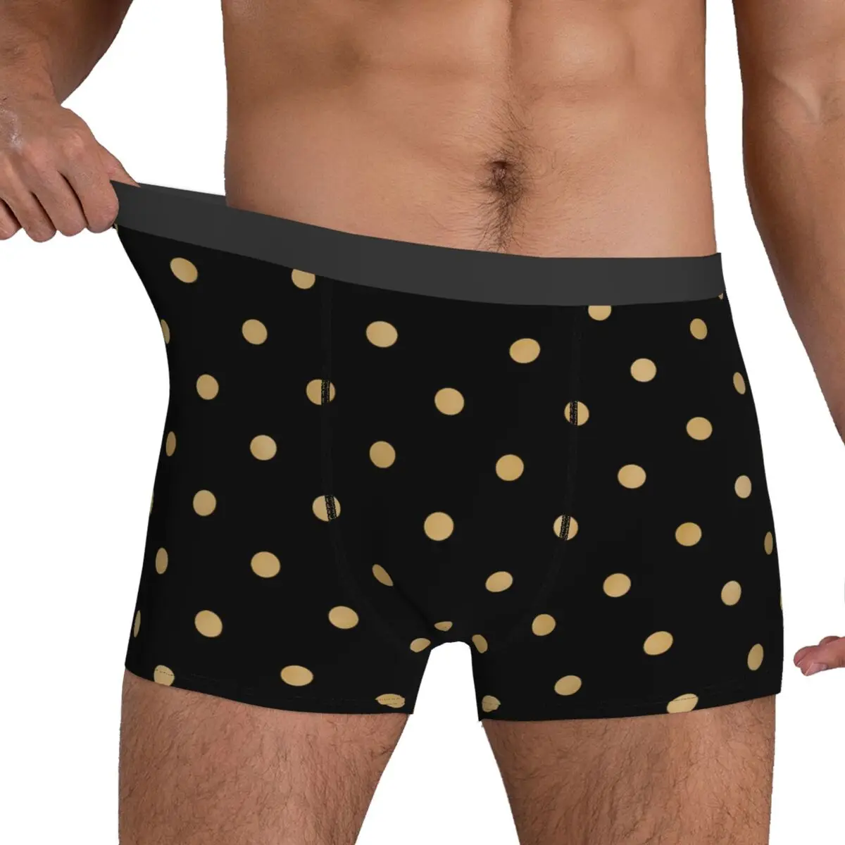 Gold Dot Print Underwear Polka Dots 3D Pouch High Quality Trunk Design Boxer Brief Funny Male Underpants Plus Size