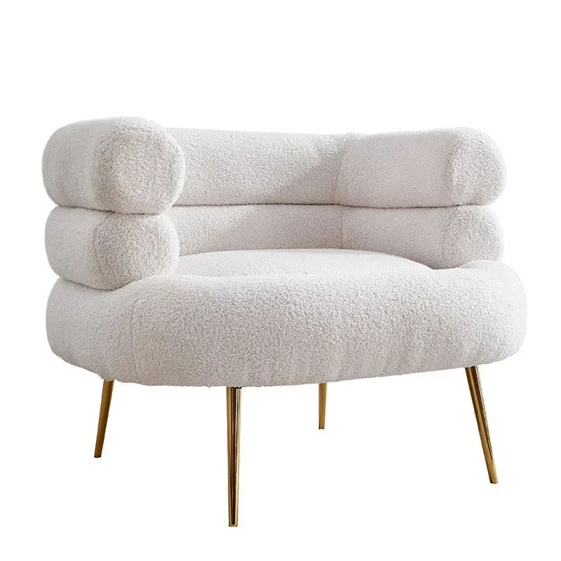 Lazy Sofa Living Room Bedroom Light Luxury Celebrity Ins Scandinavian Art Design White Lamb Wool Single Sofa