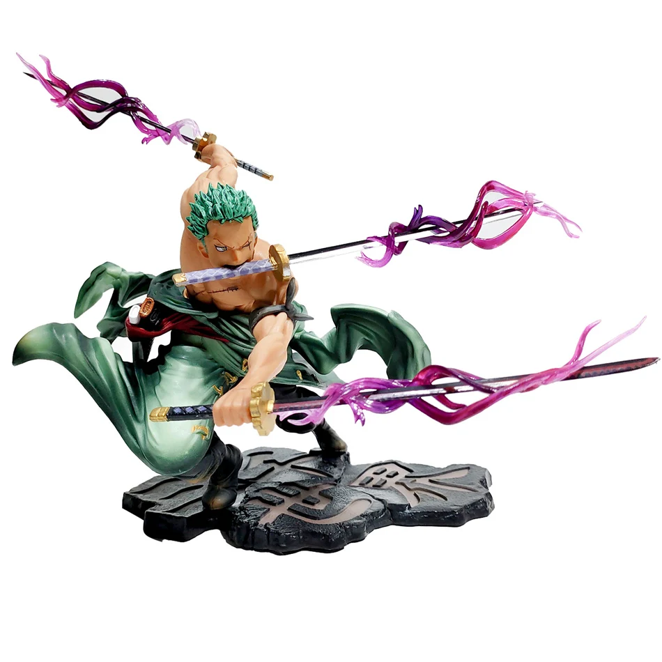 One Piece Figure Action Figure 21cm Three-Knife Fighting Skill Roronoa Zoro Anime Model Decorations PVC Toy Gift Desk Ornament