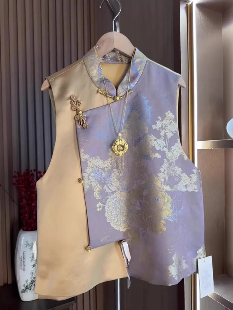 

New Chinese Sle Contrasting Color Splicing Sweater Viscose Cloth Spring Suit Waistcoat Men's Faion Sensation