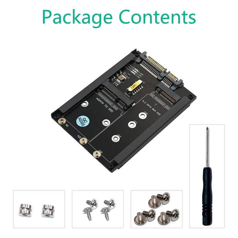 Carte adaptateur 6Gbps B + M Key M.2 NGFF SSD vers 2.5 "SATA 3.0 boîtier métallique mSATA SSD avec prise de boîtier de carte Riser mSATA M2 vers SATA