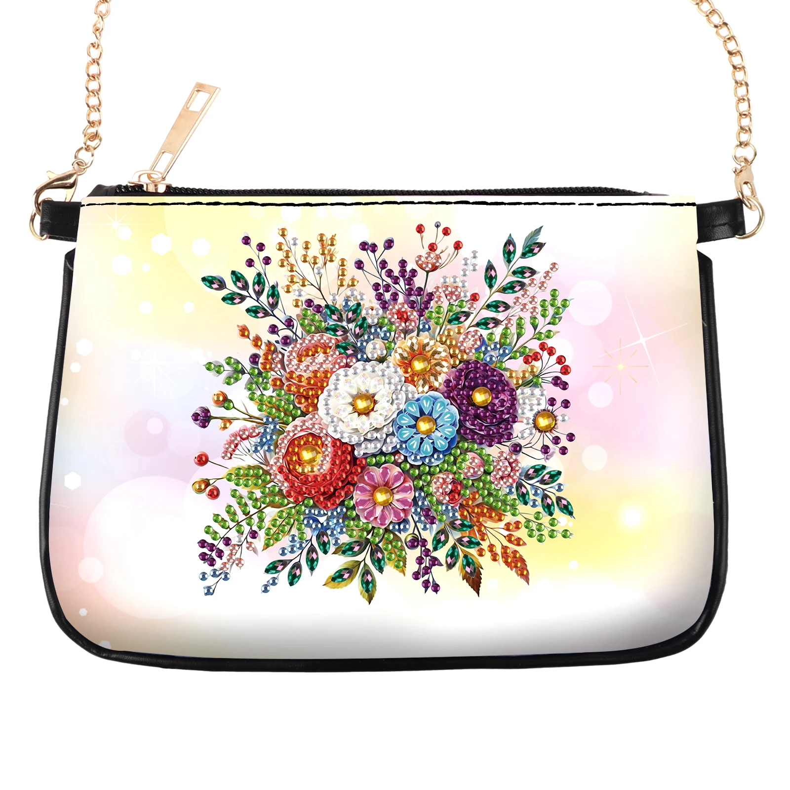 Kits de bolsas de pintura de arte de diamante para adultos, con bolso cruzado de cadena, artesanía de diamantes en forma de ramo de flores, arte Hecho A Mano, regalo creativo