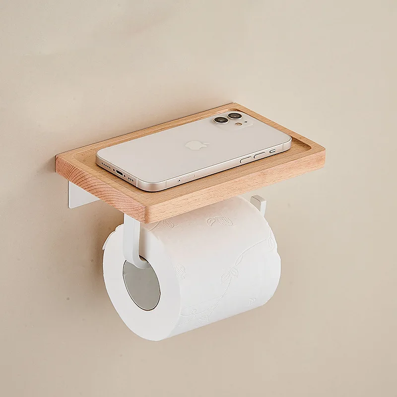 

Бытовая полка для салфеток для ванной комнаты, твердая древесина, буковый материал, рулонная бумага, стеллаж для хранения рулонной бумаги в ванной комнате