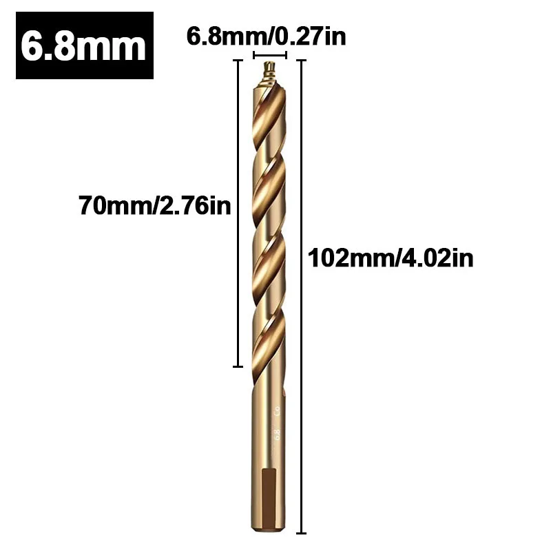 Kobalt-Stufen-Spiralbohrer, M35-Schnellarbeitsstahl-Bohrer mit geradem Schaft (3–13 mm) für Metall, Edelstahl, Eisen