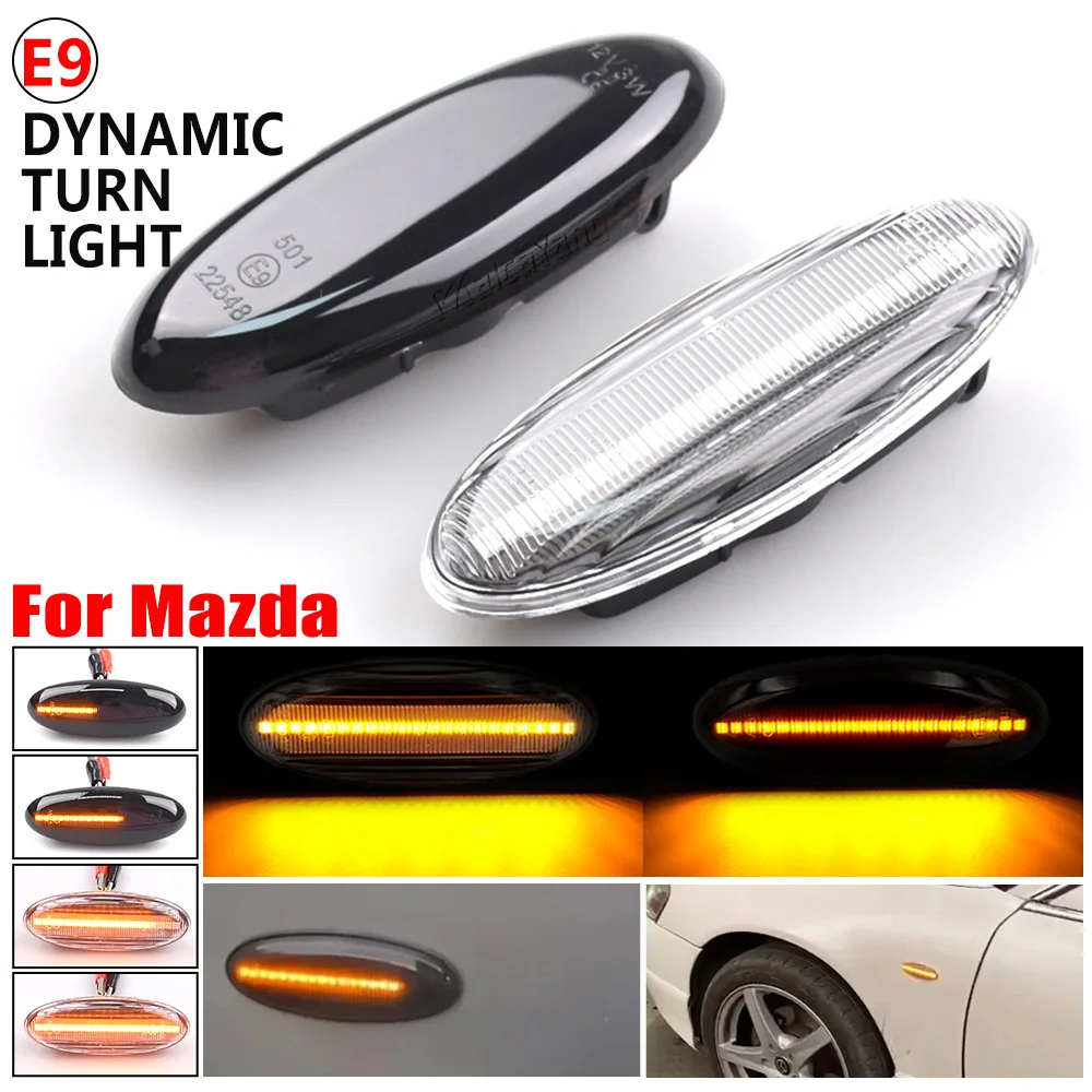 Dynamic LED Turn Signal Side Marker Blinker Light For Mazda Ranger B2500 323 Etude P5 4-Door Sedan 323F 5-Door Astina/Lantis