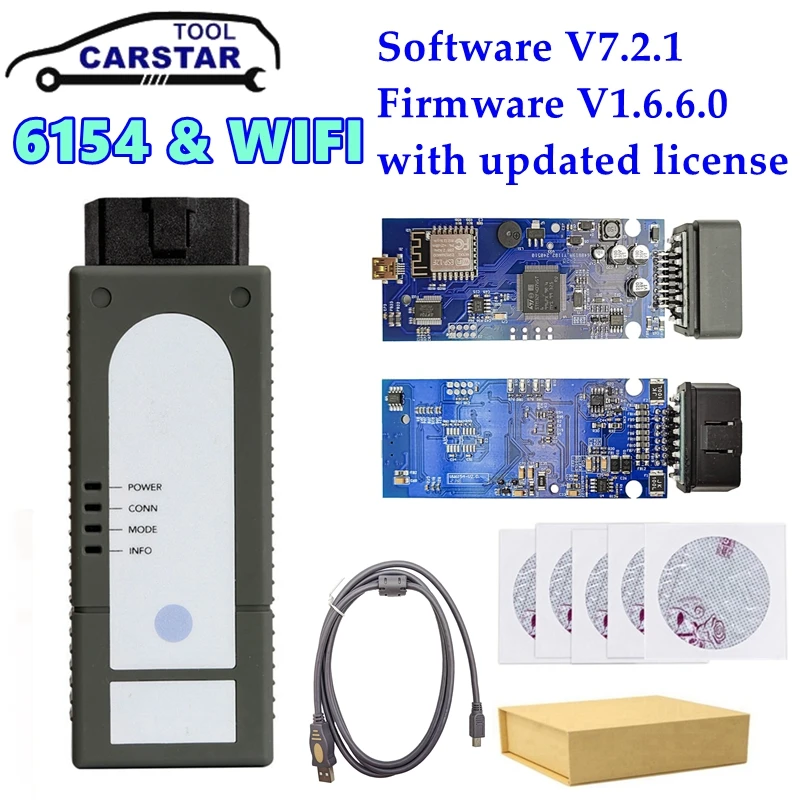 6154 Obd2 الماسح الضوئي 6154a WIFI & USB البرامج الثابتة 1.6.6.0 مع ترخيص محدث لأداة برمجة الماسح الضوئي تشخيصي للسيارة 2030