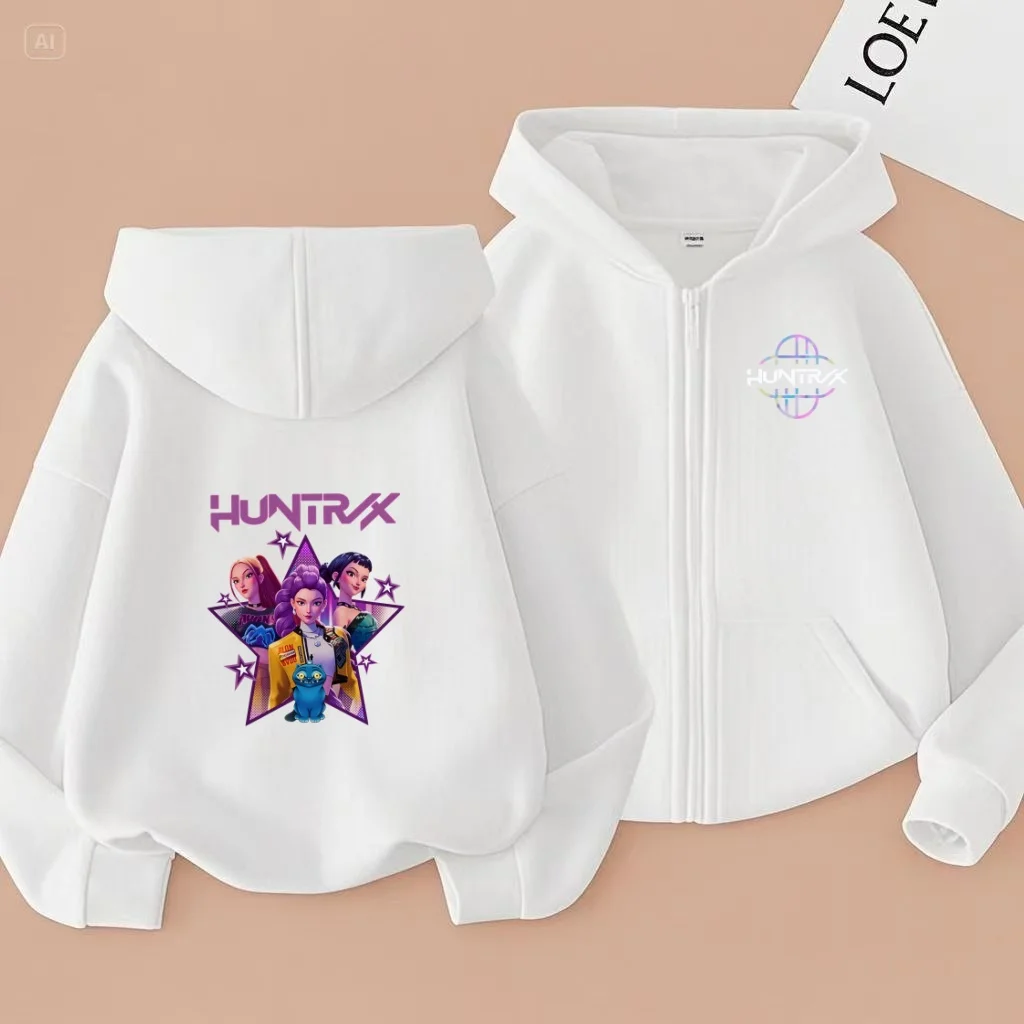 

kids Zipper Style Clothing Pretty Girl Print Sportswear Long Sleeve Hoodie Girls Boy 3-12Yrs Casual Fashion Sports Cardigan Coat
