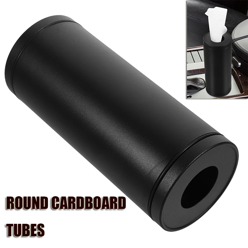 Auto-Taschentuchbox, Taschentücher, Zylinderspender, Persönlichkeit, nachfüllbar, Getränkehalter, Spender aus Aluminiumlegierung, automatisch zylindrisch, Schwarz