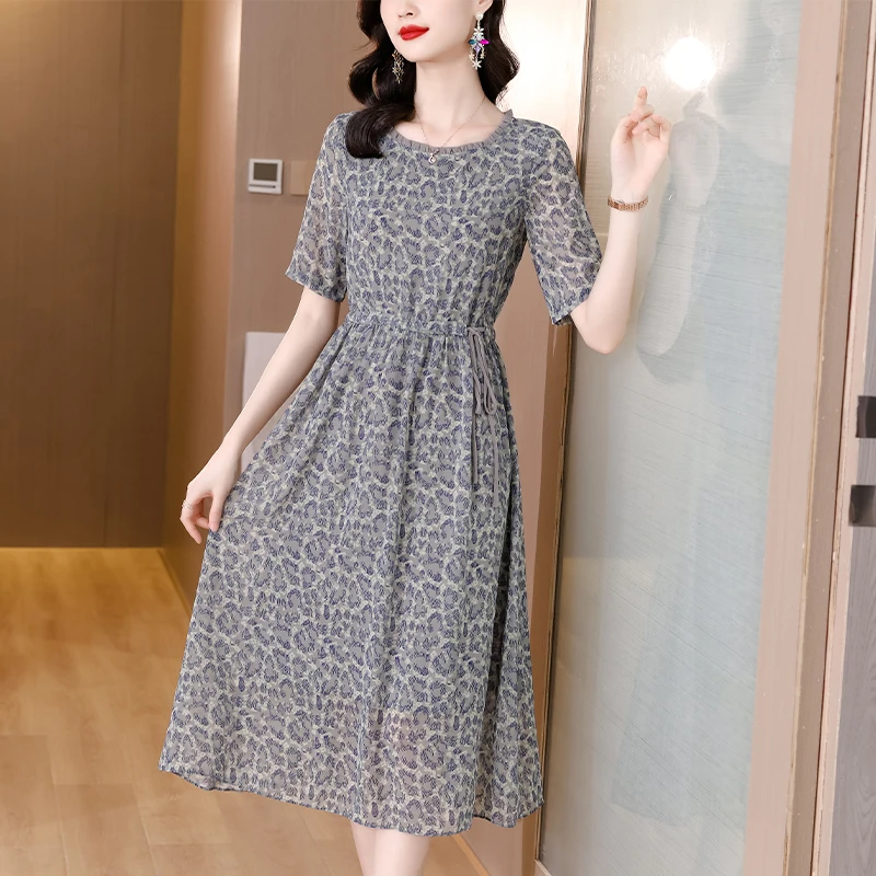 

2022 Spring Summer Mulberry Silk Midi Dress For Women Casual Floral Prom Dresses Korean Fashion Vestidos Elegantes Para Mujer