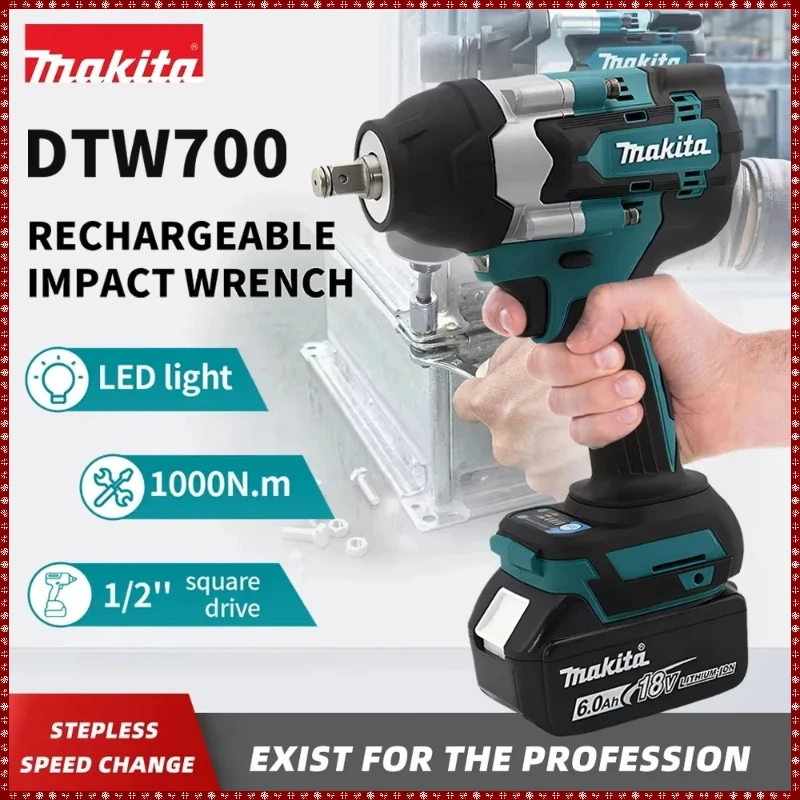 

Makita DTW700 Cordless Impact Wrench 1000N. Large Torque Auto M Brushless Electric Wrench Screwdriver Repair Power Tools 18V