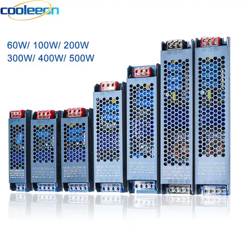 12V 24V LED Power Supply 60W 100W 200W 300W 400W 500W Ultra Thin AC/DC Transformer LED Driver Converter for LED Strip Lighting